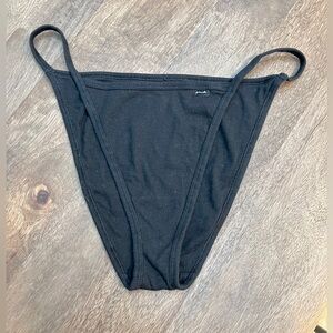 Victoria's Secret PINK Sexy Black Ribbed Cotton String Bikini Panties VS Large